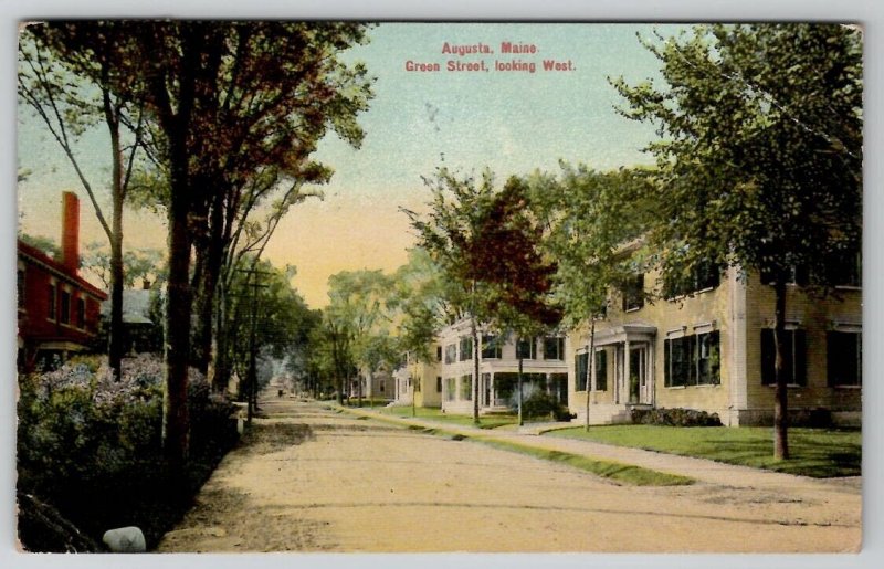 Augusta Maine Green Street Looking West  Postcard B28