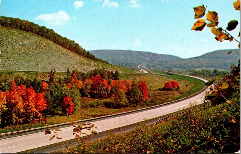 Pennsylvania Shortway I80 Fall Scene Postcard PM Reynoldsville PA Cancel WOB  