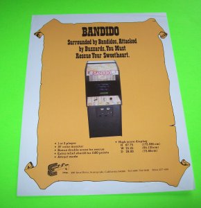 BANDIDO Original Video Arcade Game Promo Sales Flyer Vintage Retro Artwork