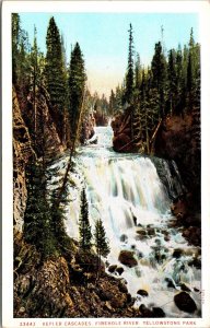 Kepler Cascades Firehold River Yellowstone Park WB Postcard UNP VTG Unused 