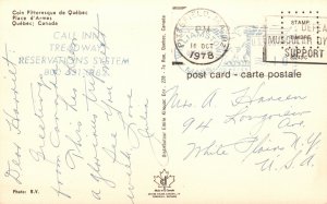 Vintage Postcard Coin Pittoresque De Quebec Place D'Armes Quebec Canada