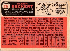 1966 Topps Baseball Card Glenn Beckert Chicago Cubs sk2011