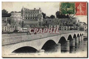 Old Postcard Amboise Bridge and Chateau