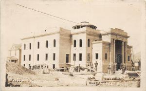 F22/ Okmulgee Oklahoma RPPC Postcard c1910 First Baptist Church Construct 
