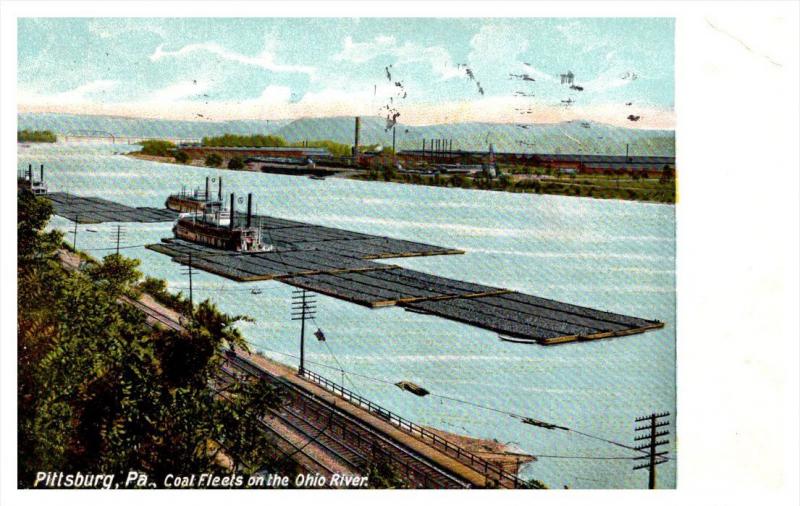 Pennsylvania  Pittsburg ,  Coal floats on the Ohio River