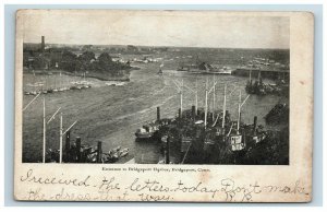 1906 Entrance to Bridgeport Harbor CT Connecticut Postcard Ships Boats