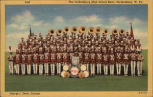 Parkersburg West Virginia WV High School Band 1940s Linen Postcard