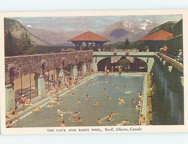 Pre-1980 SWIMMING POOL SCENE Banff Alberta AB AF2323