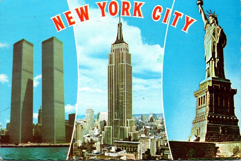 New York City Statue Of Liberty Empire State Building & World Trade Center 1978