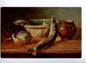 224484 RUSSIA KLEVER son Still Life w/ Fish Granberg #2052 old