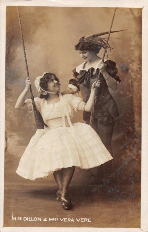 MISS DILLON & MISS VERA VERE-EDWARDIAN THEATRE ACTRESSES PHOTO POSTCARD