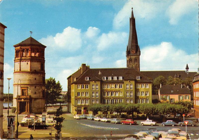 GG11588 Duesseldorf Burgplatz Auto Vintage Cars Tower Church Kirche