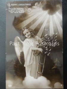 Old RPPC - A HAPPY CHRISTMAS 'Up To The Heavens Sweet Echos Go'