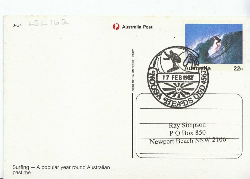 Sports Postcard - Surfing - A Popular Year Round Australian Pastime   LSL162 