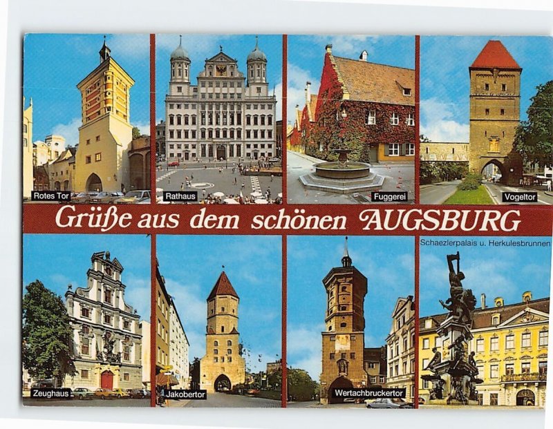 Postcard Augsburg Famous Landmarks Greetings from Augsburg Germany