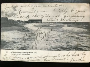 Vintage Postcard 1906 Heavy Surf Asbury Park New Jersey