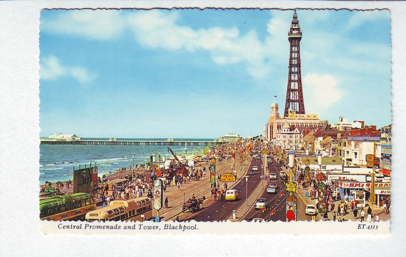 P1318 valentines postcard unused colorful view promenade tower blackpool britain