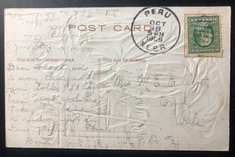 1909 Perú NE EE. UU. tarjeta Postal cubierta de PPC Halloween Bruja poco y con dibujo de búho 