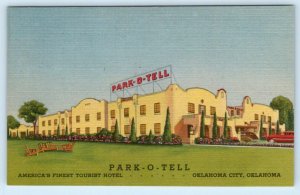 OKLAHOMA CITY, OK ~ Route 66 PARK-0-TELL Roadside Motel c1940s Linen  Postcard