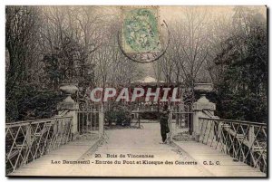 Bois de Vincennes Postcard Old Bridge Entrance and concerts kiosk