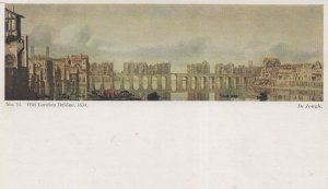 Old London Bridge in 1630 Ken Wood Antique Postcard