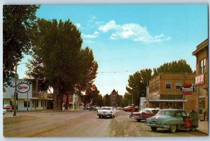 Choteau Montana Postcard Main Street View Classic Cars Road 1960 Vintage Antique