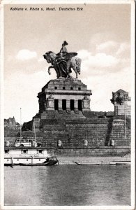 Postcard  Germany Koblenz Deutsches Eck promontory Mosel Rhine rivers