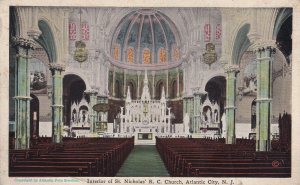 ATLANTIC CITY, New Jersey, PU-1927; Interior Of St. Nicholas' R.C. Church