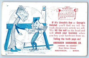 Aberdeen WA Postcard Aberdeen Hardware Advertising Lincolns Axe George Hatchet