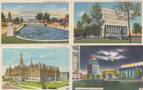 St Louis Missouri Civic Centre At Night City Hall Federal Building 4x Postcard s