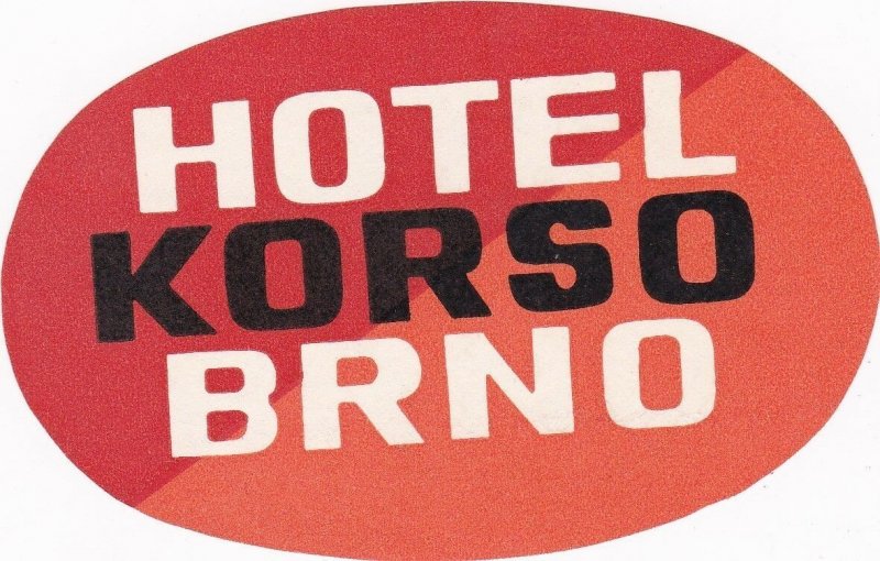 Czechoslovakia Brno Hotel Korso Vintage Luggage Label sk4436