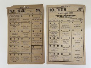 Vintage 1941 IDEAL Theatre 23rd St Louisville KY Movie Calendar Sign Lot of Two