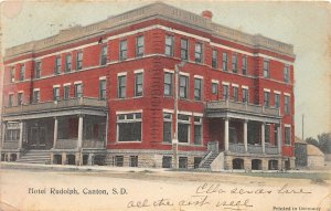 G13/ Canton South Dakota Postcard 1909 Hotel Rudolph Building