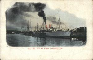 Vancouver BC CP Railway Docks Steamship c1910 Postcard