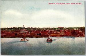 View of Davenport IA from Rock Island IL Vintage Postcard P01