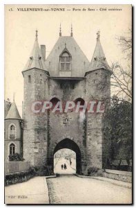 Old Postcard Villeneuve sur Yonne Gate outside Cote Sens