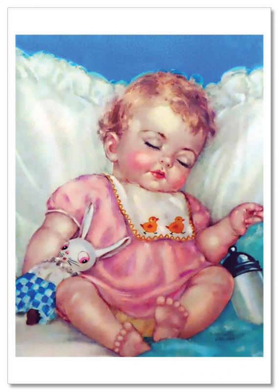 Charlotte Becker ART ~ LITTLE GIRL Doll beads Toy Bottle milk Modern postcard