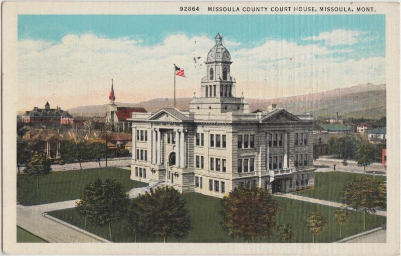 1937 MISSOULA Montana Mt  Postcard COUNTY COURT HOUSE