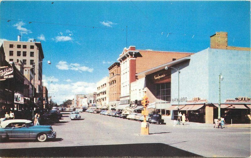 Autos Colorado Springs Colorado Tejon Colorado Avenue 1950s Postcard Noble 11607