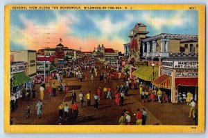 Wildwood New Jersey NJ Postcard General View Along The Boardwalk 1948 Vintage