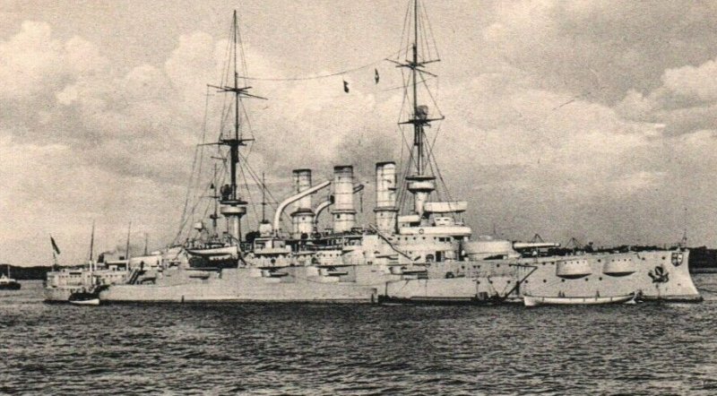 SMS Schleswig-Holstein German Imperial Navy Ship WWI c.1910 Vtg Postcard