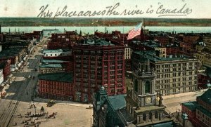 C.1907 Birds Eye View Downtown Woodward Ave Detroit Michigan Postcard P94