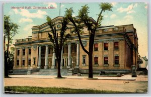 Columbus Ohio~Front of Memorial Hall~Vintage Postcard