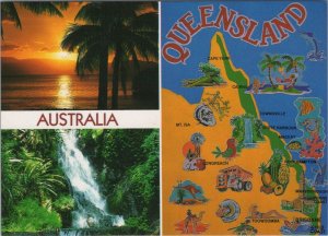 Maps Postcard - Map of Queensland, Australia, The Sunshine State  RR23525