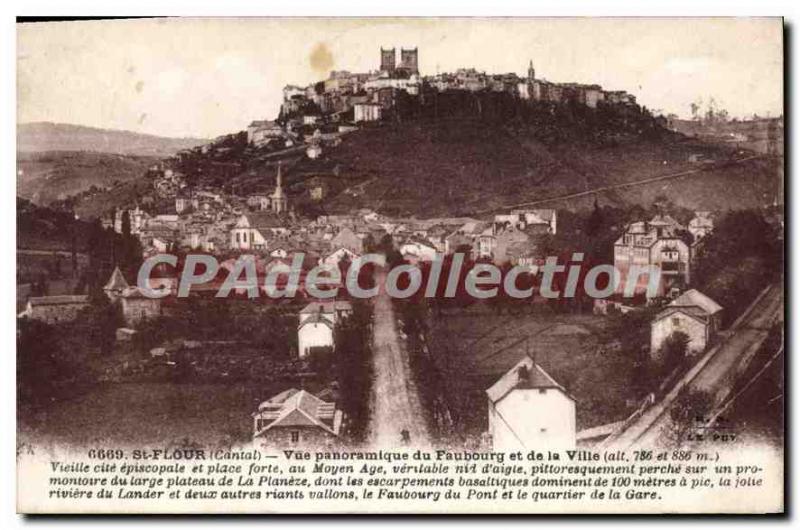 Postcard Old St Flour Cantal Panoramic view of Foubourg and the City