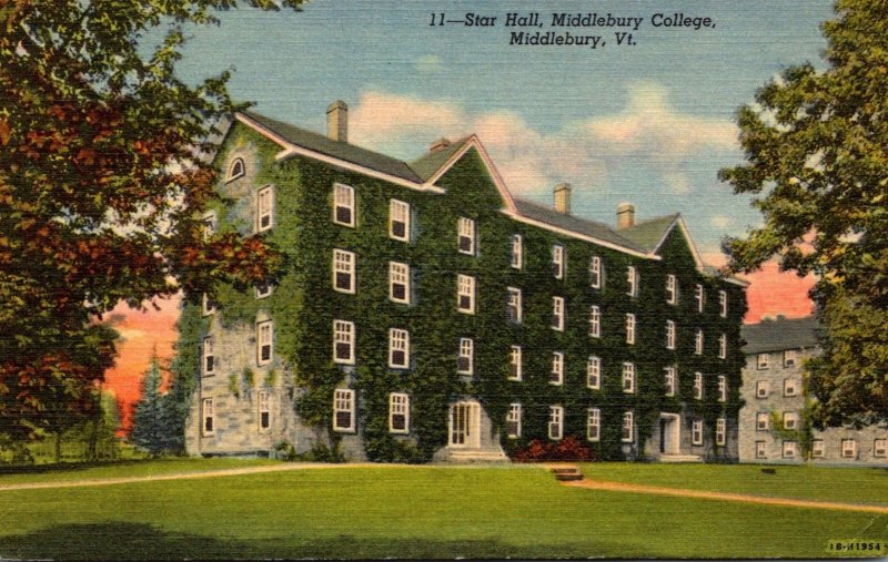 Virginia Middlebury Star Hall Middlebury College 1954 Curteich