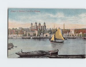 Postcard Tower of London from The Thames London England