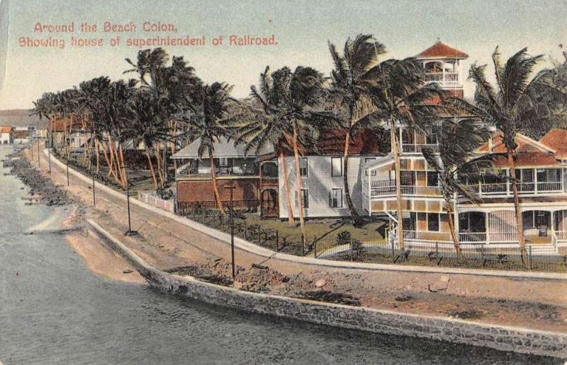 Colon Panama Superintendent House Beach Antique Postcard K79737