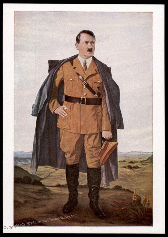 3rd Reich Hoffmann 447 Hitler Color Portrait Postcard 78325