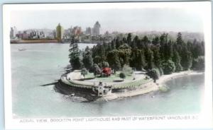 RPPC VANCOUVER, B.C. CANADA  Hand Tinted BROCKTON POINT LIGHTHOUSE   Postcard